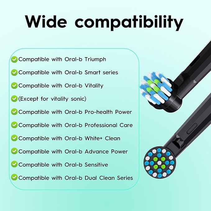 8 Count Replacement Toothbrush Heads Compatible with Braun Oral b 7000/Pro 1000/9600/ 5000/3000/8000/Genius and Smart Electric Toothbrush, Black/White