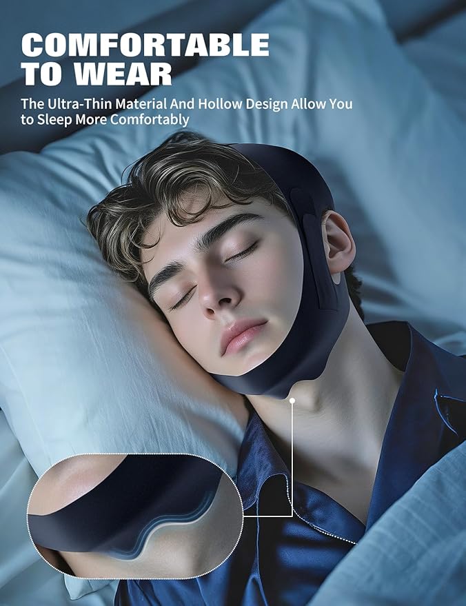 Chin Strap for Sleeping,Anti Snore Chin Strap for CPAP Users,Anti Snoring Devices Breathable and Reusable for Men and Women,Simple and Effective Snoring Solution