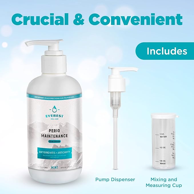 Perio Maintenance Alcohol Free Mouthwash – Concentrated Mouthwash for Bad Breath, Plaque, Sensitive Teeth, and Gingivitis or Gum Disease - Stannous Fluoride Rinse by Everest Oral Care