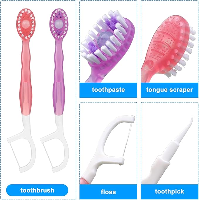 5 in 1 Toothbrush & Floss, 26Pcs mini toothbrushes with Toothpaste, All in one Oral Care on The go, 5 in 1 mini Brush, Toothpaste and Floss, Disposable Travel Toothbrush Set (3)