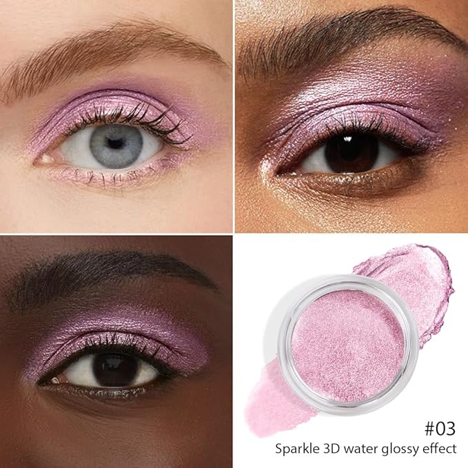 Bright Pink Mousse Single Eyeshadow Palette –Neutral Matte & Shimmer Eyeshadow,Mini Cream Glitter Eye shadow,Long Lasting Highly Pigmented Eye Makeup Compact Travel Siz Eye shadow for Older Women 03#