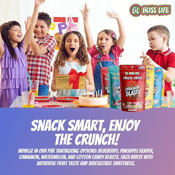 Bliss Life Cotton Candy Freeze Dried Sugar Candy from TikTok, ASMR Crunchy Candy, Spicy Sweet and Sour Kids Snacks, Unique Novelty Snack for Kids 1.5oz