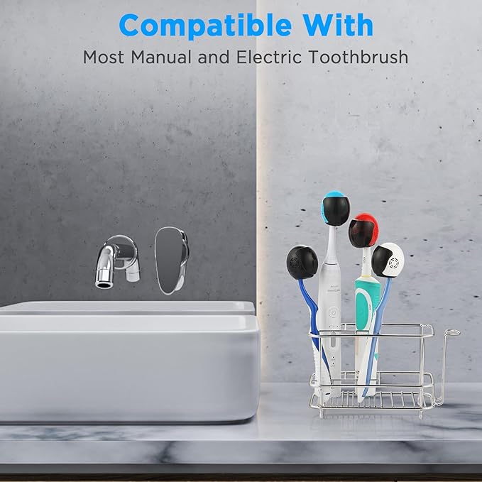 Helmet Toothbrush Covers Caps, Fits Most Manual and Electric Tooth Brushes, 4 Count (White, White, Grey, Black)