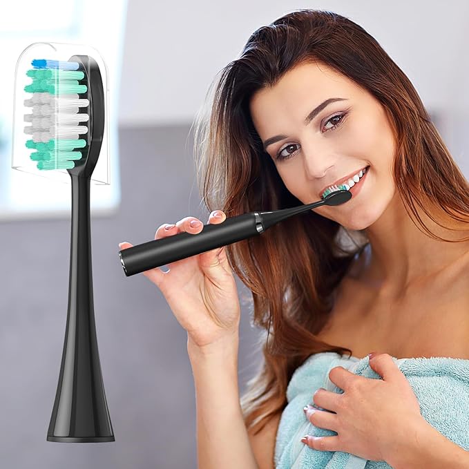Replacement Toothbrush Heads 10 Pack Compatible with AquaSonic Black Series, Vibe Series Electric Toothbrush, Black