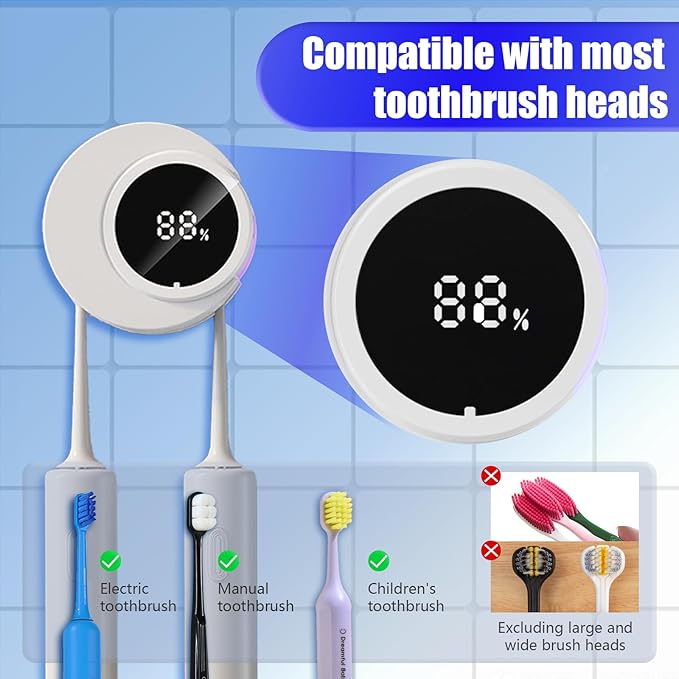 Smart Toothbrush Holder, UV Toothbrush Holders Wall Mounted, Electric Toothbrush Holder for Bathroom, LED Automatic Sensing Toothbrush Cleaner for Home and Travel (White)