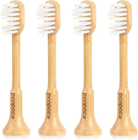 Bamboo Toothbrush Heads Compatible with AquaSonic, Extra Soft Castor-Oil Bristles for Sensitive Teeth, Eco-Friendly & Gentle Cleaning