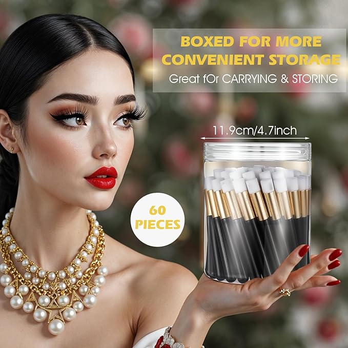 60 Pieces Lash Shampoo Brushes with Container, Eyelash Extension Cleansing Brush Nose Pore Cleaning Tool Peel off Blackhead Removing Tool Cosmetic Lash Cleanser Facial Cleansing