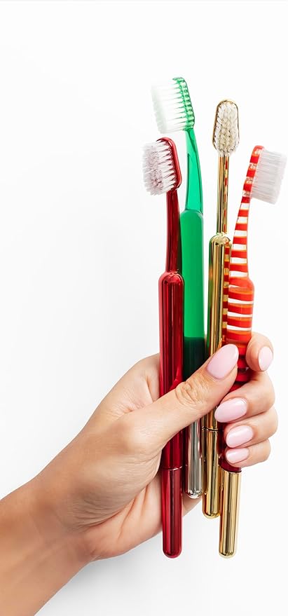 TRASK The Better Brush - Luxury Soft Bristle Dentist Designed Manual Toothbrush for Adults, Ruby Red