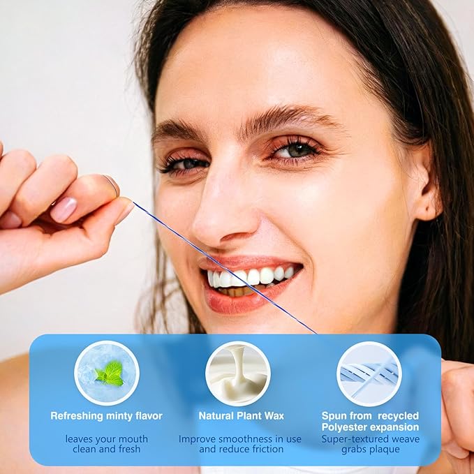 Woven Dental Floss, Expandable Waxed Dental Floss for Gentle,Oral Care Whitening Dental Floss,Plaque Remover for Teeth, Kid-Friendly String Floss,Mint,10 Spools (32.8 yd Each)