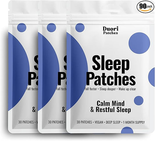 Sleep Patches for Adults - Valerian Root - Melatonin Free - Natural Sleep Aid with 5-HTP and Ashwanganda - 3 Pack - 90 Patches
