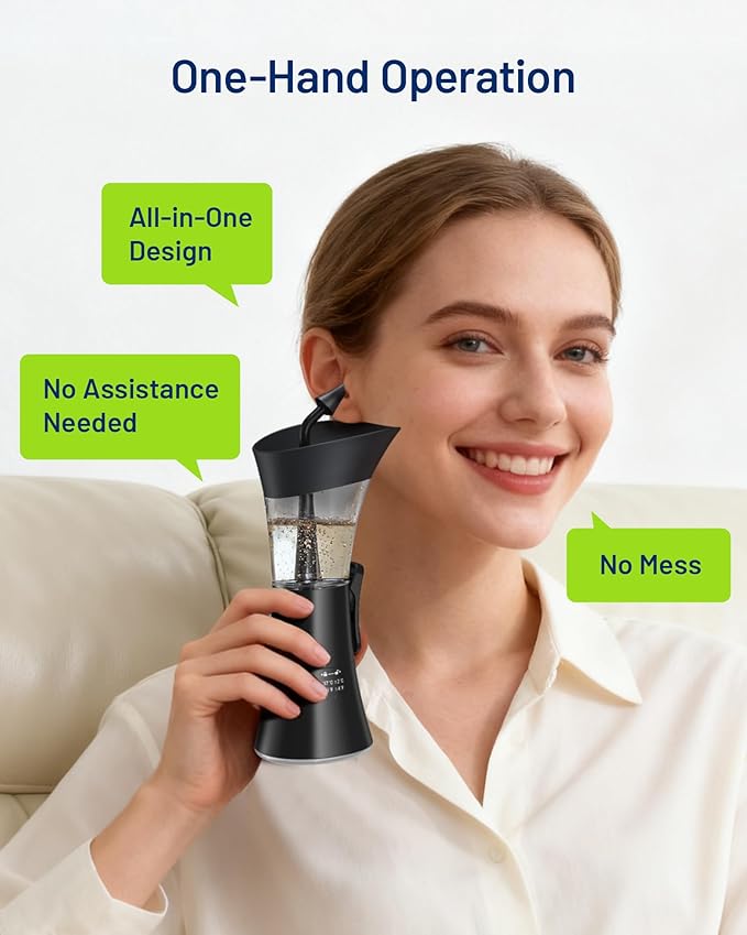 Upgraded Manual Ear Wax Removal Kit, 2-in-1 Water Tank Ear Irrigation Flushing System - Ergonomic Effort-Saving Button, One-Hand Operation, Soft Silicone Tips, Safe & Comfortable for Home Use