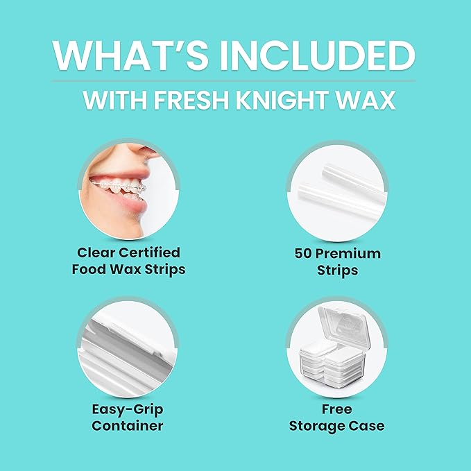 Braces Wax White 10 Pack. Dental Wax for Braces & Aligners, Unscented & Flavorless - 50 Premium Orthodontic Strips Food Grade Fresh Knight