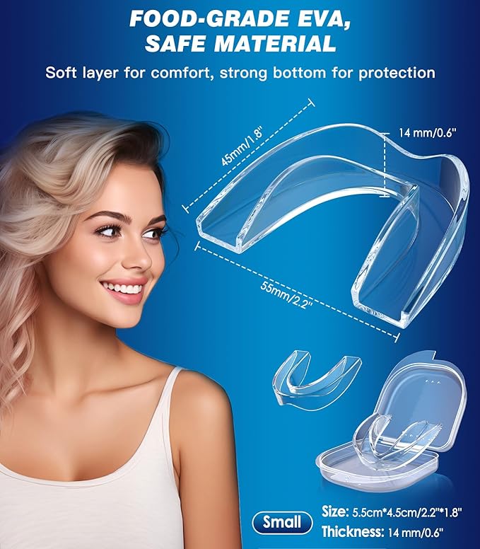 Mouth Guard for Grinding Teeth at Night,Teeth Grinding Mouth Guard for Sleep,Reusable Guard for Sleeping,4 Pack/Small Size,Transparent