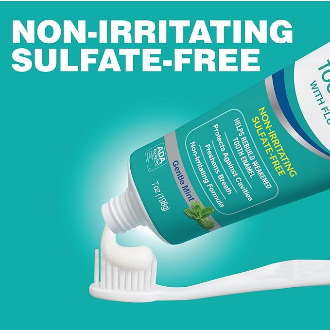 CloSYS Sensitive Fluoride Toothpaste - Gentle Mint Whitening & Enamel Protection | 7oz 2-Pack