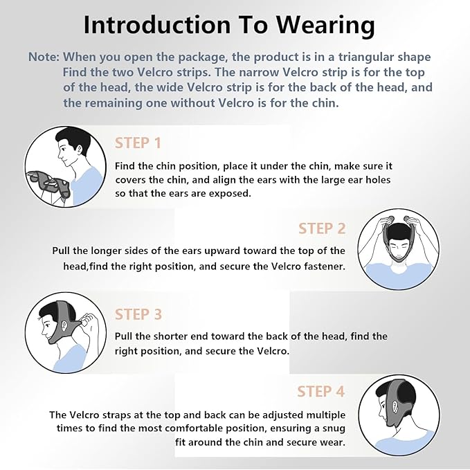 Anti Snoring Chin Strap,Adjustable Chin Strap for CPAP Users,Breathable Anti Snore Devices for Men and Women,Comfortable Sleep Chin Strap for Snoring,Effective Stop Snoring Solution