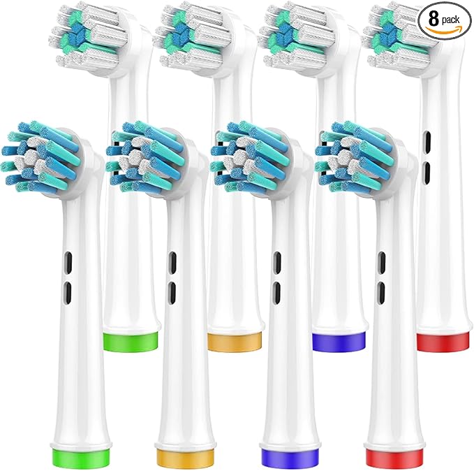 FIRIK Electric Toothbrush Heads Replacement Compatible with Oral B: 8 Pack Professional Brush Head Refills for Braun Pro 1000/3000/5000/7000/8000/9000