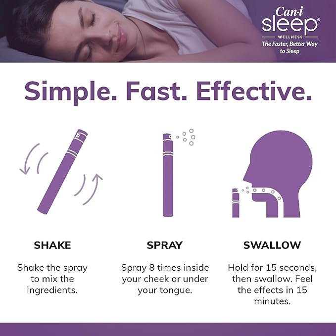 Can-i Sleep Spray for Women in Menopause and Perimenopause, 60 Servings, Fast-Acting Sleep Support with Melatonin, Get Back to Sleep Quickly