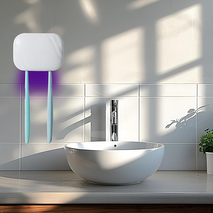 Toothbrush Sanitizeri Case with U V-C Lights, Dryer Heating, Fan Drying - Rechargeable Portable Toothbrush Cover, Hook Wall Mount Sterilizeri Box for Home, Travel & Fits All Toothbrushes