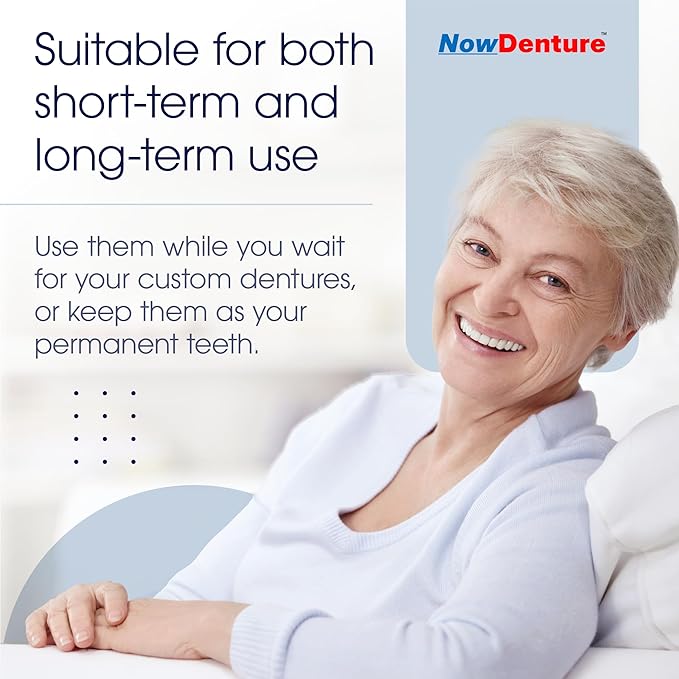 Heat and Fit™ NowDenture™ - Premium Immediate Upper Dentures - USA Made, Real Teeth, Custom Fit - No Impressions Needed for Fast Results at Home - Complete Kit with Sizing Trays - Medium