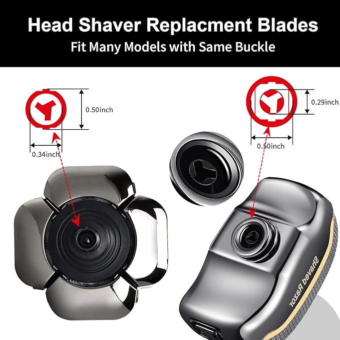 Universal Head Shaver Replacement Heads 9 Blades Head Shavers Replacement Blades for Bald Men Compatible with Freebird Shaver & Other Brands (silver9)