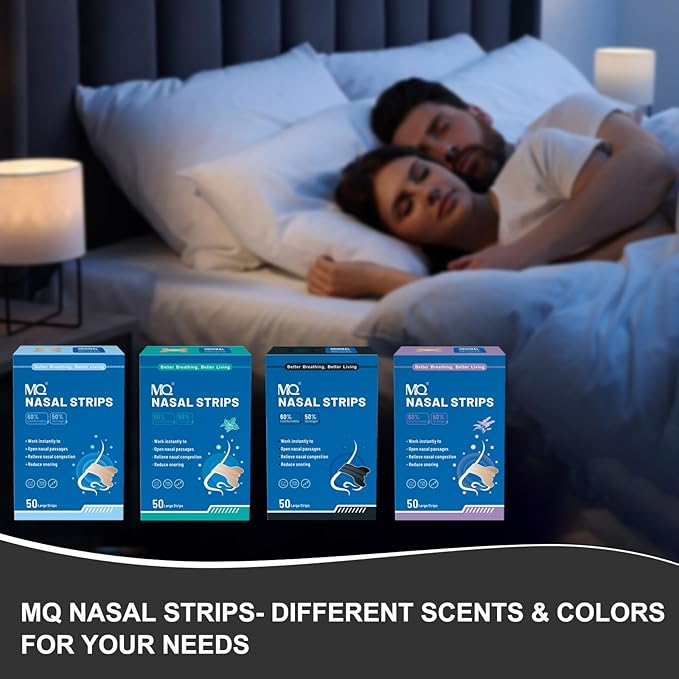 MQ 100ct Nasal Strips for Snoring Black Nose Strips for Breathing Extra Strength Snore Strips to Open Nasal Passages, Relieve Nasal Congestion