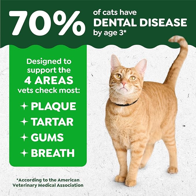 Greenies Feline Veterinarian-Recommended Adult Natural Dental Cat Treats, Oven Roasted Chicken Flavor, 4.6 oz. Pouch