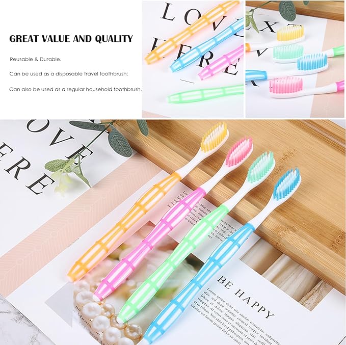 EasyHonor 36 PCS Individually Wrapped Bulk Toothbrushes, Colorful Manual Disposable Travel Toothbrush Set for Adults, Ergonomics Handle, Medium Soft Bristles, Perfect for Travel, Hotels, Donations.