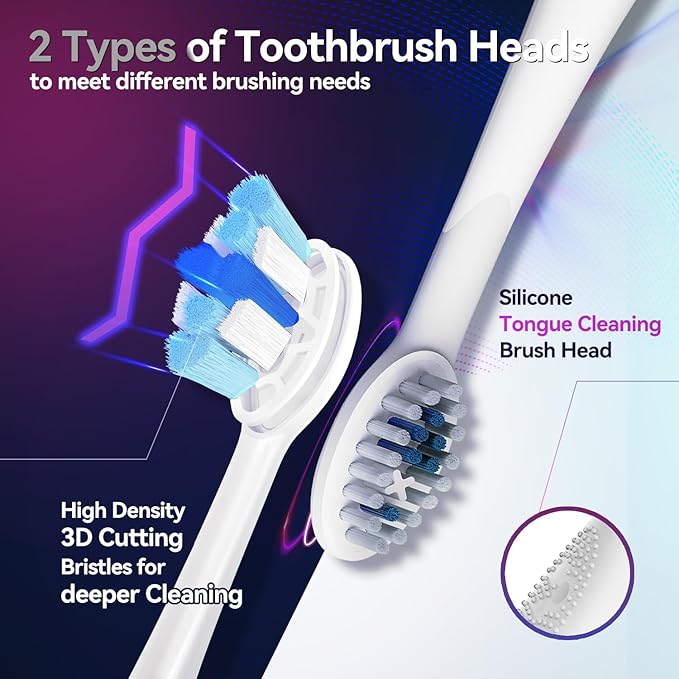 SEAGO Electric Toothbrush with 8 Soft Bristle Heads for Adults, Pressure Sensor, 5 Modes with 2 Minutes Build in Smart Timer, Rechargeable Travel Toothbrush with Brush Hold and Travel Case(2752Blue)
