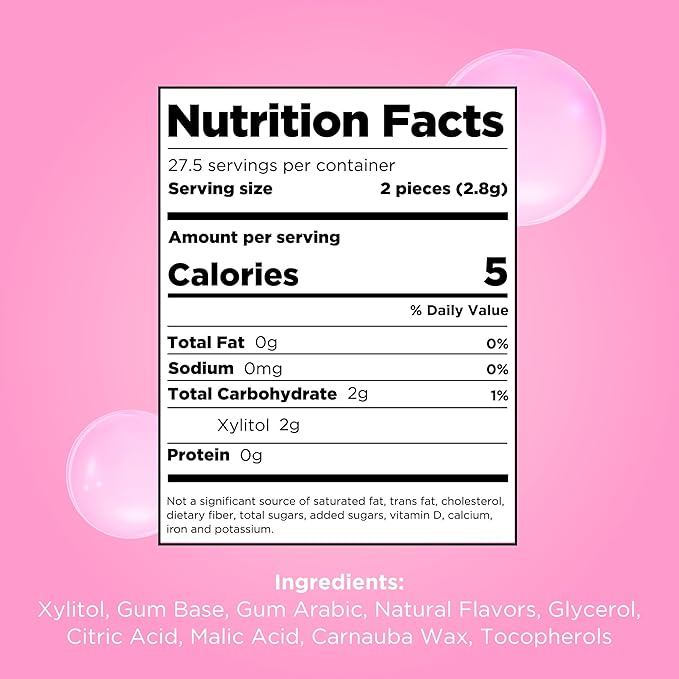 PUR Gum | Aspartame Free Chewing Gum | 100% Xylitol | Natural Bubblegum Flavored Gum, 55 Pieces (Pack of 3)