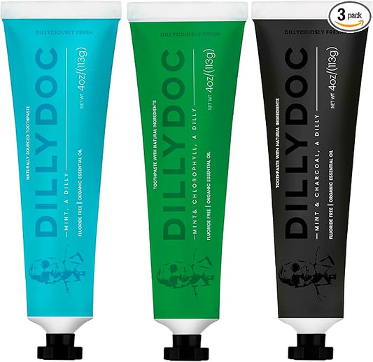 Fluoride-Free Mint Toothpaste for Fresh Breath, Gentle on Teeth, Natural Ingredients, Eco-Friendly Bioplastic Tube, Sustainable Oral Care for Adults and Kids (3 Pack, Mix)