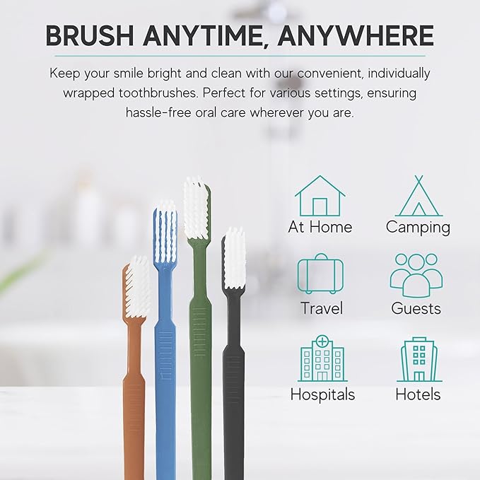 Avistar 80 Prepasted Disposable Toothbrushes Individually Wrapped - Single Use Pre Pasted Disposable Toothbrushes with Toothpaste Built in - Waterless Toothbrush for Travel, Guests, Hotel, & Camping