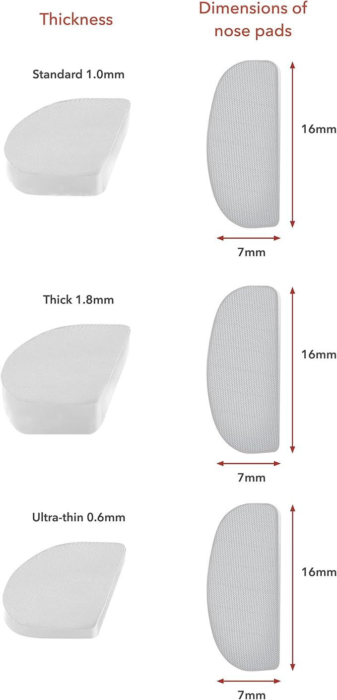 Setex Gecko Grip Ultra-Thin 0.6mm Anti Slip Eyeglass Nose Pads, (5 Clear Pair) USA Made, 2500 Innovative Microstructured Fibers per Nose Pad, 0.6mm x 7mm x 16mm