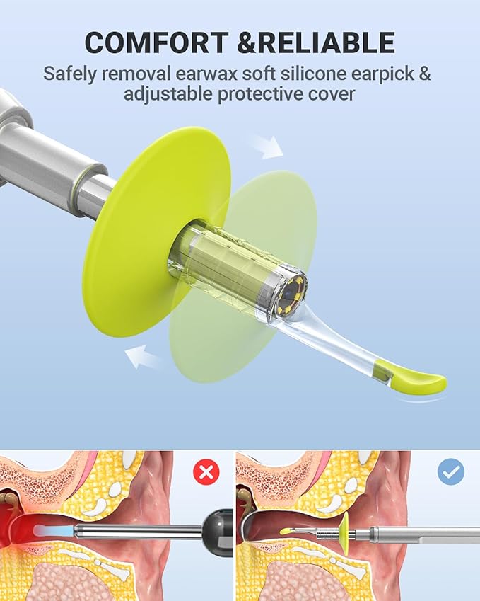 Digital Otoscope Compatible with iPhone and Android Devices, HD Ear Camera with Ear Wax Removal Tools, Video Ear Scope Otoscope with Light, Capture Photos and Videos (Silver)