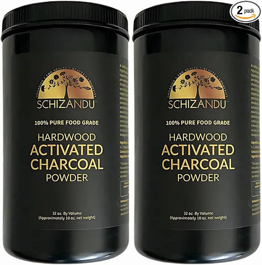 Activated Hardwood Charcoal Powder by Schizandu Vegan 100% | Supports Skin, Body, Teeth Whitening 2-Packs