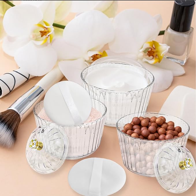 6-Pcs Fluffy Soft Plastic Powder Puff Dish for Women