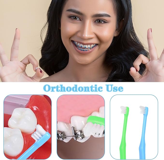 2Pcs Tuft Brush for Teeth, Small Head Wisdom Tooth Brush for Adult, End Tuft Toothbrush for Periodontal, Interdental Interspace, Dental Detail Cleaning