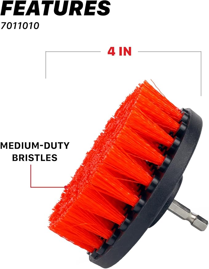 Maxshine Universal M8 Medium-Duty Drill Brush for Upholstery & Carpet (4”) | Scrubber Attachment for Car Detailing, Leather, Fabric & Home Cleaning | Deep-Clean Tool Removes Stains, Grime & Spots