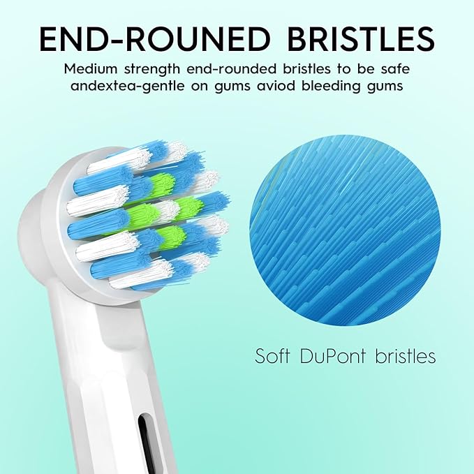 8 Count Replacement Toothbrush Heads Compatible with Braun Oral b 7000/Pro 1000/9600/ 5000/3000/8000/Genius and Smart Electric Toothbrush, Black/White