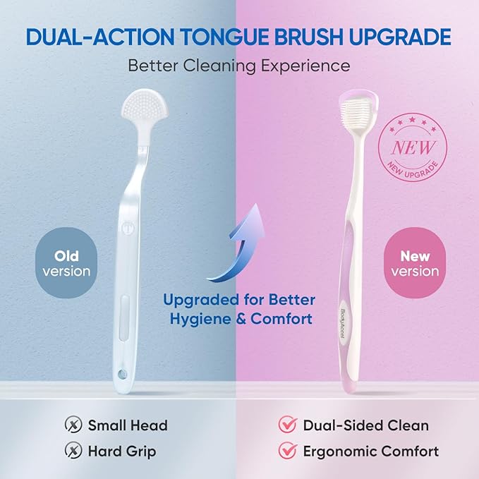 BodyAccel Tongue Cleaner Gel with Tongue Brush – Fresh Breath Oral Care Kit – Tongue Scraper Gel Set for Bad Breath Removal, Maintain Oral Health