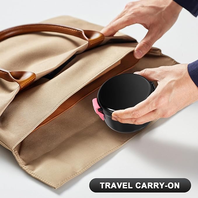 Denture Cup, Leak Proof Denture Bath Case for Travel, False Teeth Container for Soaking Dentures & Retainer, Retainer Cleaner Case, Black+Pink.