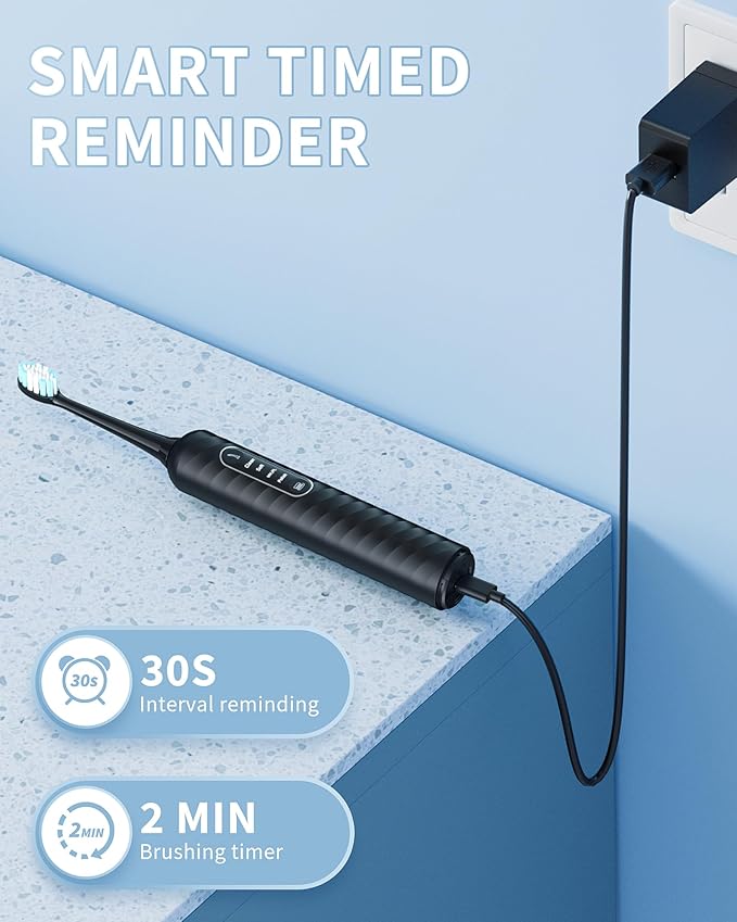 Electric Toothbrush with Water Flosser – 2-in-1 Teeth Cleaning Kit, Electric Toothbrush and flosser Combo，Toothbrush with 3 cleaning modes, Portable water flosser Design for Home & Travel (Black)