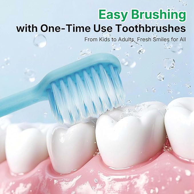 100 Pack Disposable Toothbrushes with Toothpaste, Individually Wrapped Soft Bristle Travel Toothbrush Bulk, Hotel Guest Amenities, Mint 3g Toothpaste Set for Camping, Donation & Oral Care Kit