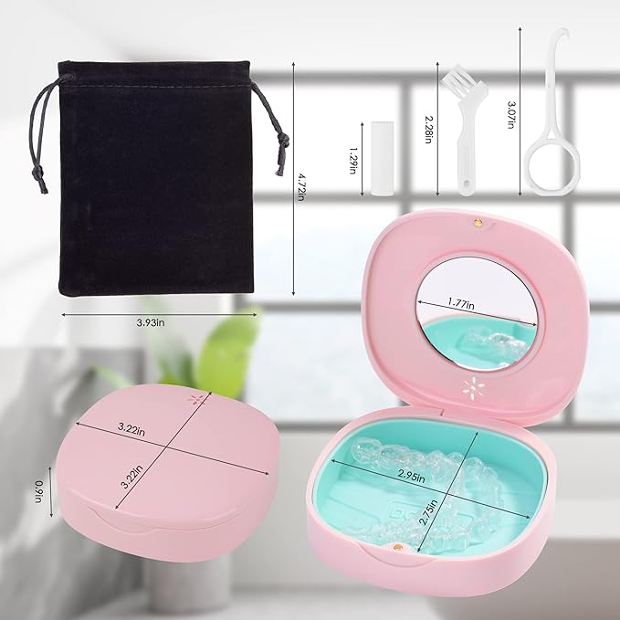 Doboli Retainer Case,Slim Aligner Mouth Guard Case Compatible with Invisalign Pink