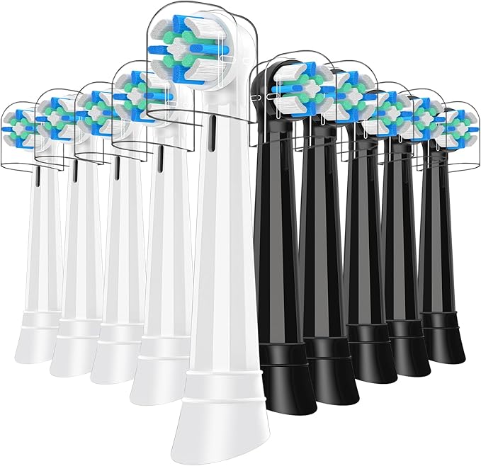 IO Replacement Heads Compatible with Oral B iO 2/3/4/5/6/7/8/9/10 Series Electric Toothbrush, Brush Heads with Medium Bristles Compatible with Oral B iO for Gentle Dental Care (10 Black/White)