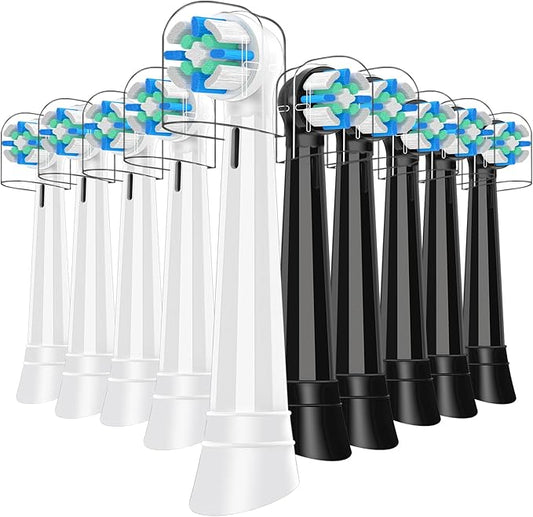 IO Replacement Heads Compatible with Oral B iO 2/3/4/5/6/7/8/9/10 Series Electric Toothbrush, Brush Heads with Medium Bristles Compatible with Oral B iO for Gentle Dental Care (10 Black/White)