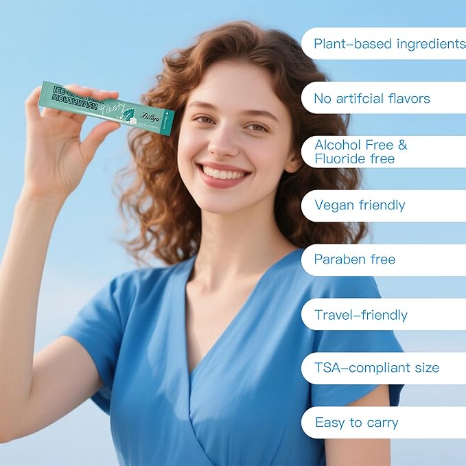 Mouthwash Travel Size, Individual Mini Mouthwash Alcohol Free, Cool Mint for Fresh Breath, Oral Care, Teeth & Gum Health, TSA Compliant, Portable Packets to Go, 0.41 Fl Oz x 20 Packs