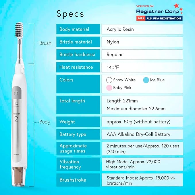 Soladey SoladeyRhythm2, Ionic Power Electric Toothbrush, Solar Panels and TiO2 Semiconductor (Baby Pink), Ready to use Ionic Toothbrush