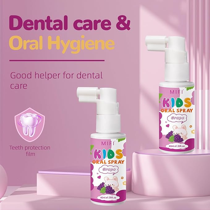 PEGO Kids Oral Spray, Toddler Toothpaste Helper for Fresh Breath,Fruit-Flavored & Portable, for Baby's Daily Oral Care (2Pack, Grape)