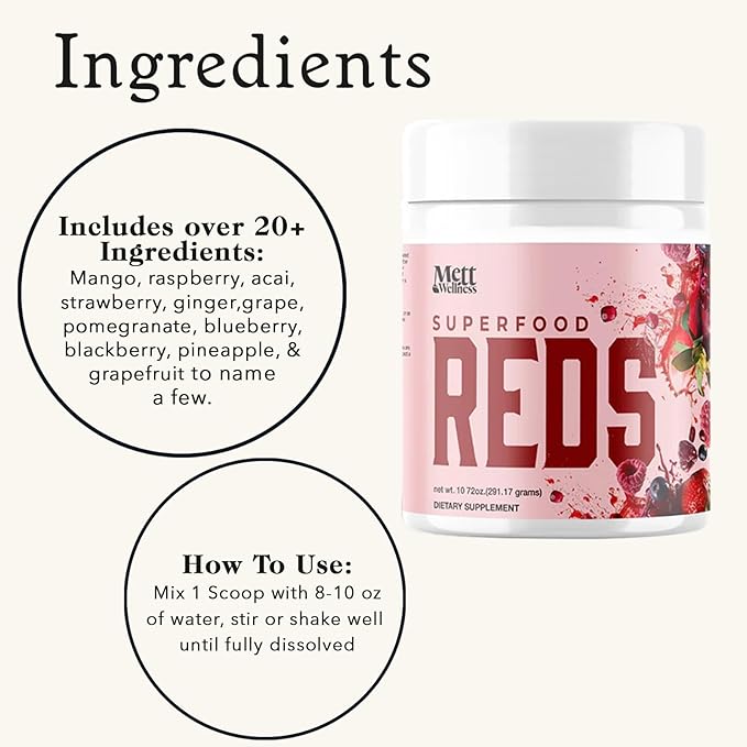 Superfood Reds | 10.72 oz Supplement Drink | with Vitamins A, C & E | Helps Maintain Nitric Oxide Levels | Supports Digestive Balance & Daily Vitality