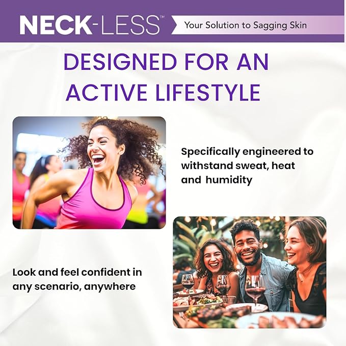 NECK-LESS Professional Face Tape - Patented Face Lift System, Invisible Enhancement Strips for Jawline & Neck (50 Strips)